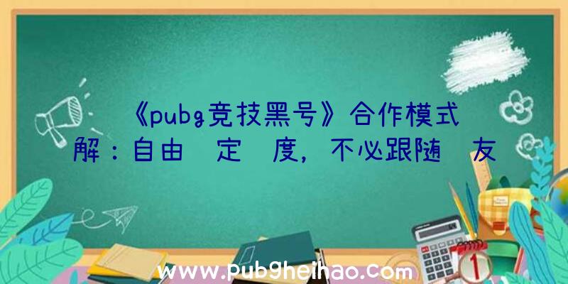 《pubg竞技黑号》合作模式详解：自由设定难度，不必跟随队友行动