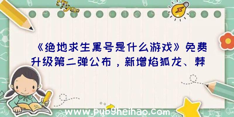 《绝地求生黑号是什么游戏》免费升级第二弹公布，新增焰狐龙、棘茶龙等新怪物