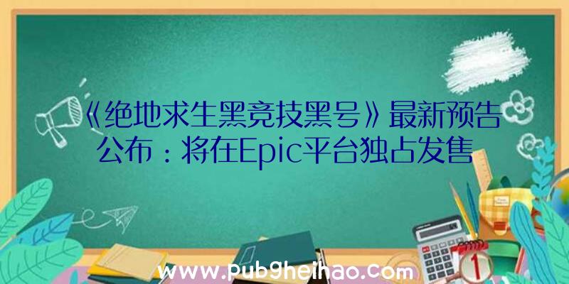 《绝地求生黑竞技黑号》最新预告公布：将在Epic平台独占发售