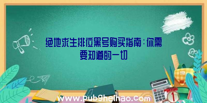 绝地求生排位黑号购买指南：你需要知道的一切